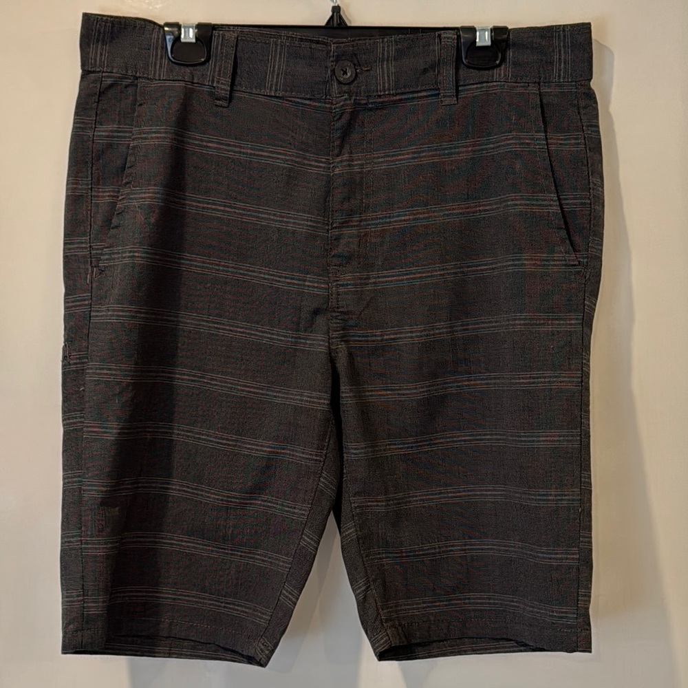 Black Flat Front Knee-Length Shorts